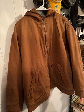Wrangler Brown Full-Zip Hooded Sweatshirt Sherpa Lined